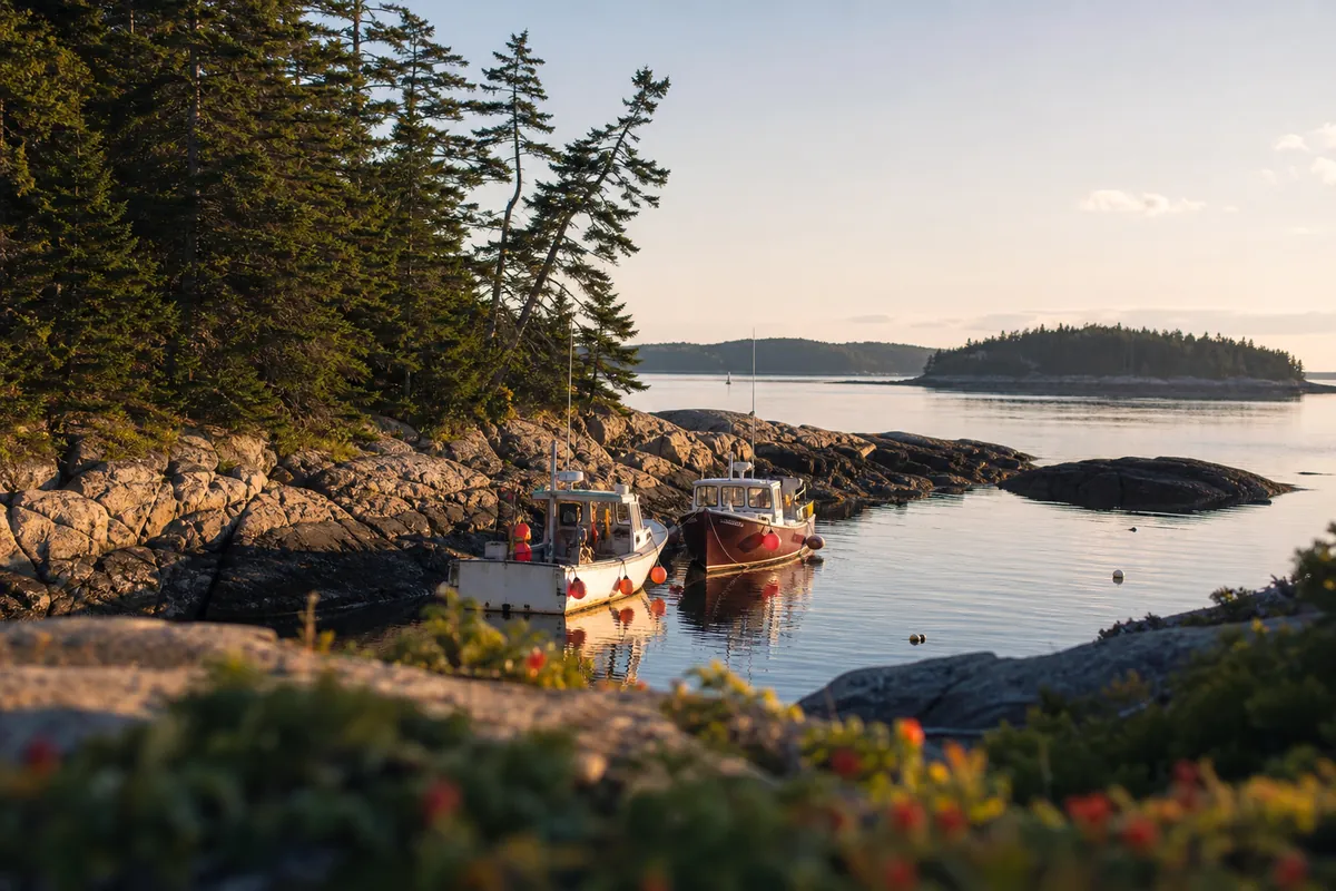 The rocky coast of Casco Bay in Maine