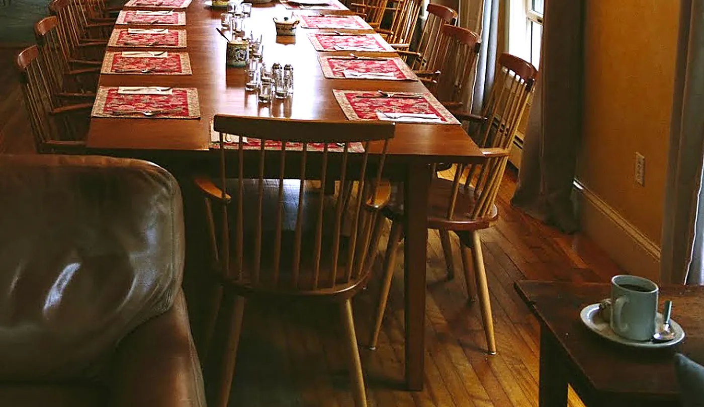 The Great Room and its long cherry harvest table