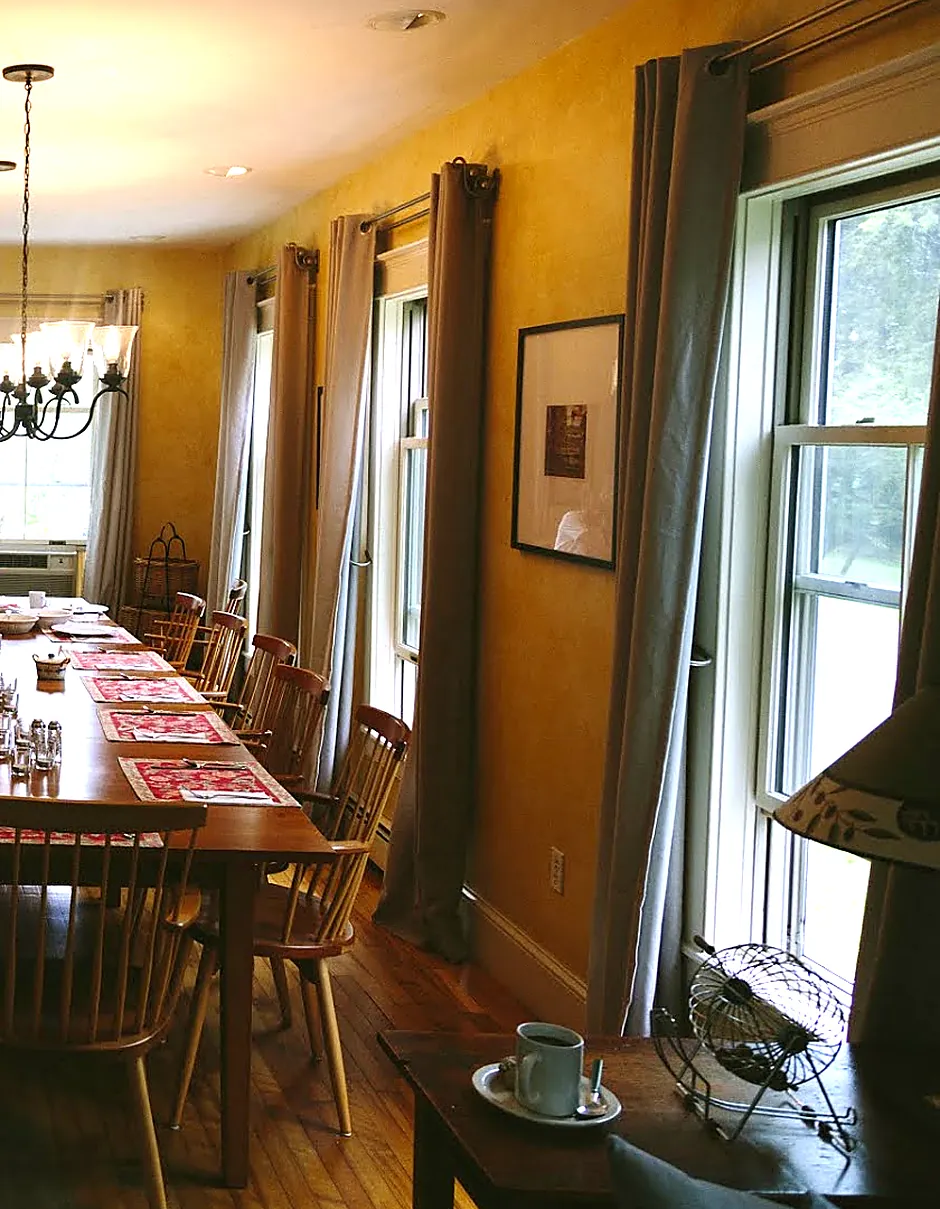 The Great Room at Applewood Inn, with its Maine-made cherry harvest table